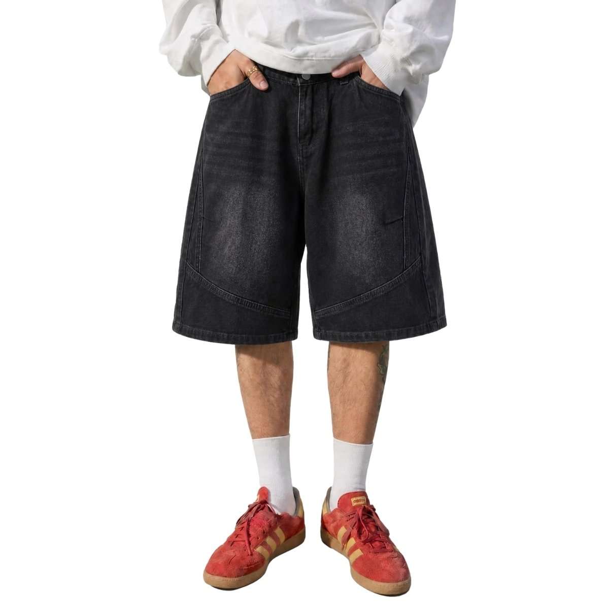Men’s Vintage Y2K Elastic Back Waistband Baggy Denim Shorts
