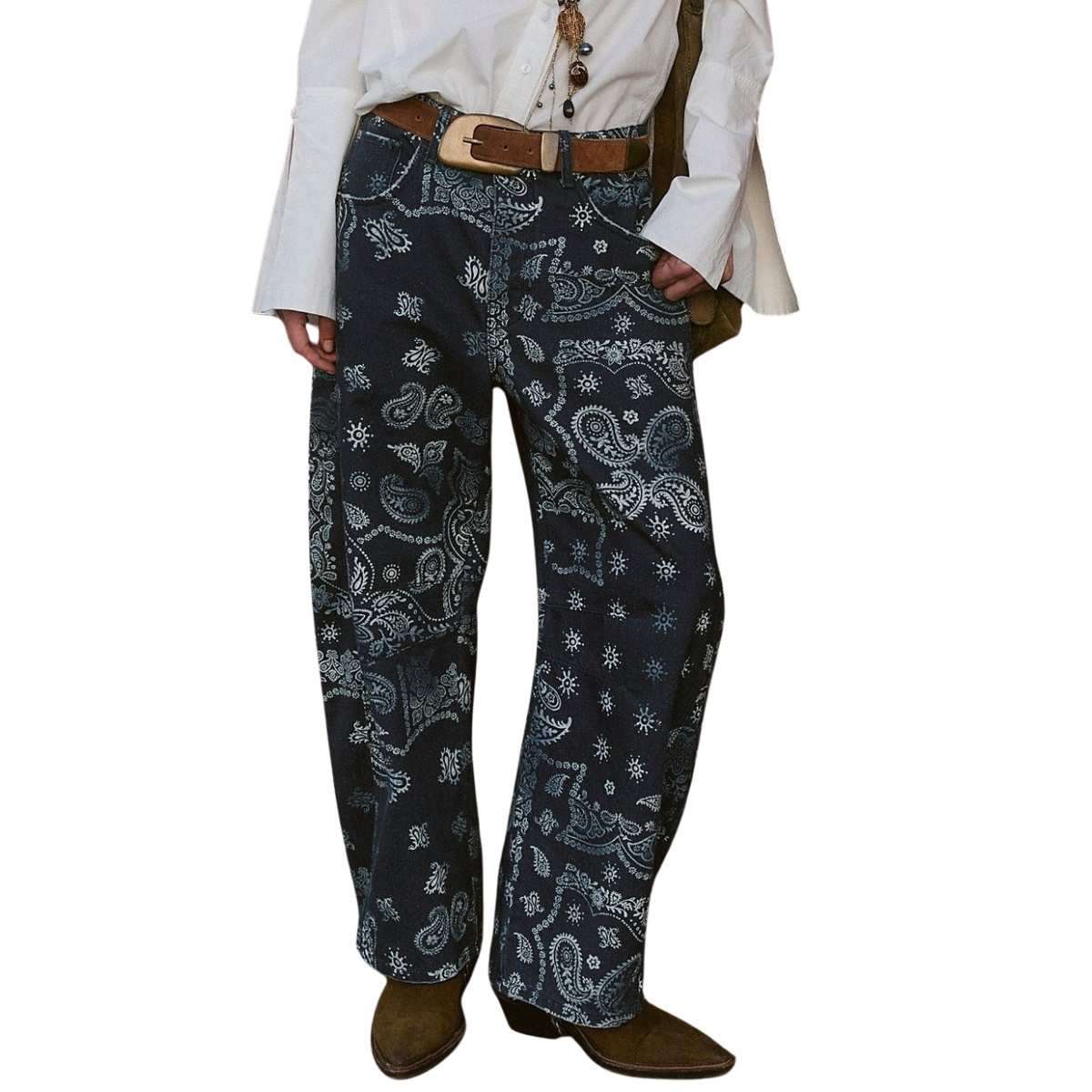 Women’s Floral Print Baggy Barrel Jeans
