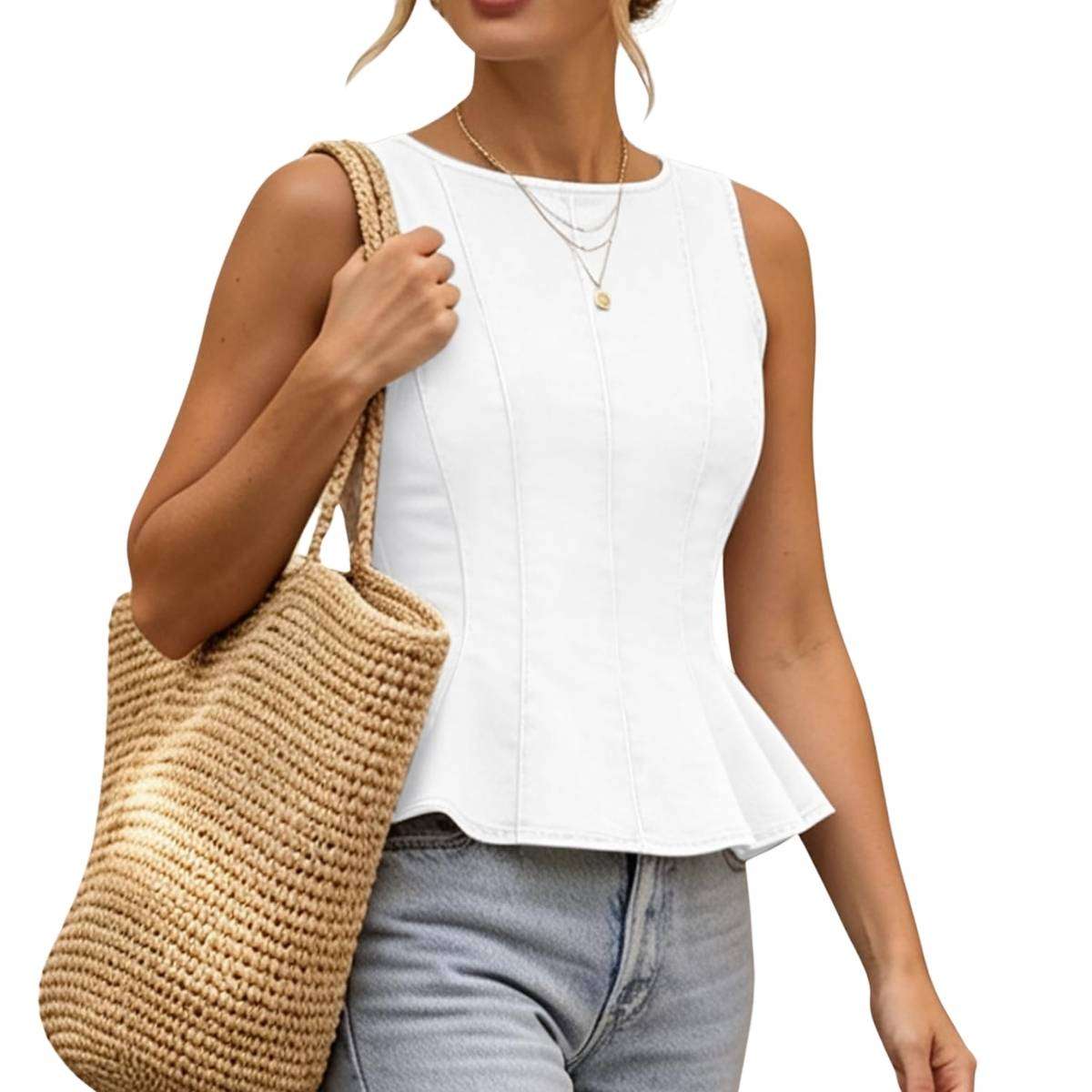 Women’s Denim Peplum Tank Top