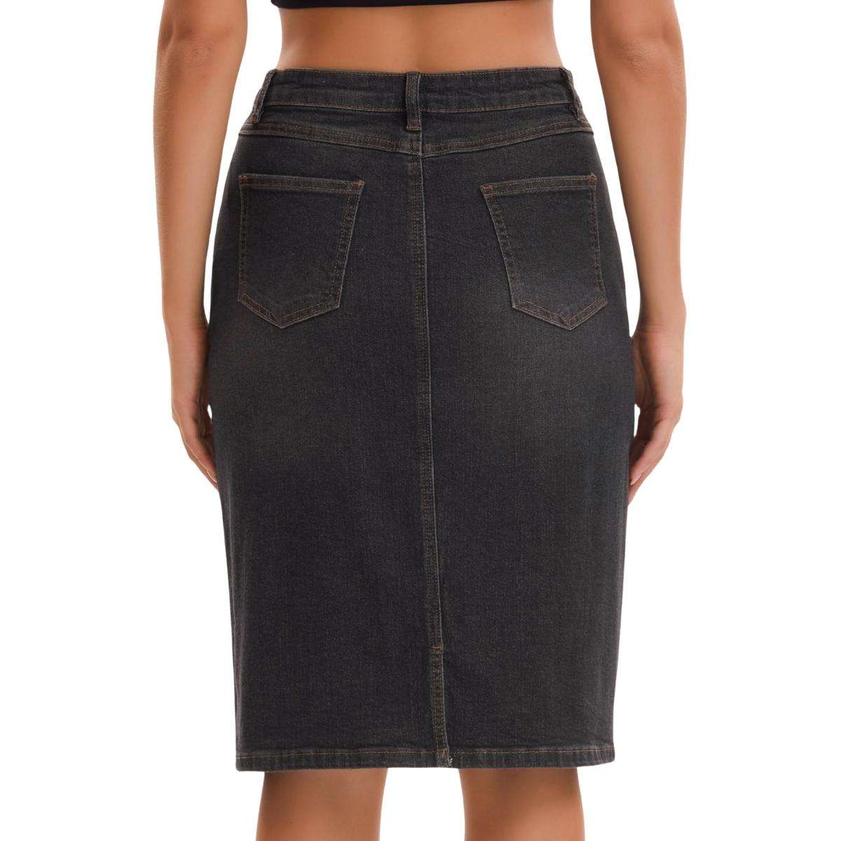 Women’s High Waisted Denim Midi Skirt