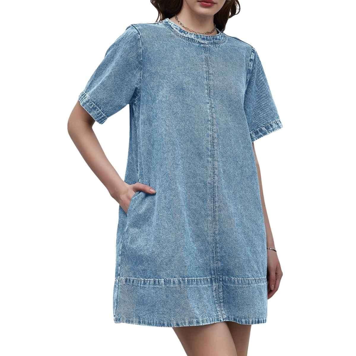 Women’s Summer Pockets Denim Mini Dress