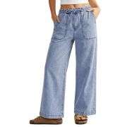 Women’s High-Waisted Wide-Leg Drawstring Jeans