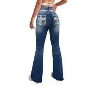 Women’s Embroidered Y2K High Waist Stretchy Flared Jeans