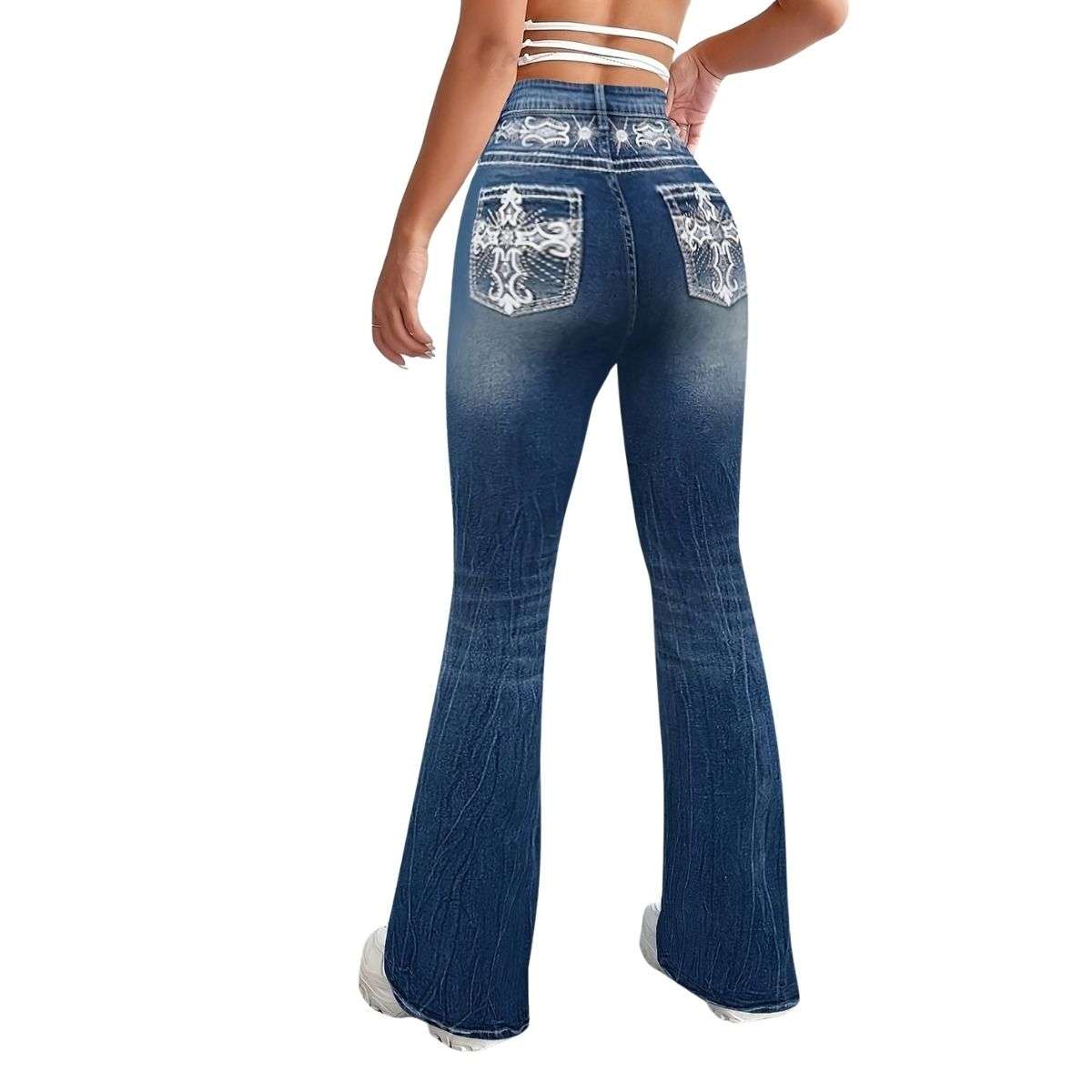 Women’s Embroidered Y2K High Waist Stretchy Flared Jeans