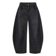Women’s Y2K Elastic Waist Boyfriend Barrel Leg Jeans