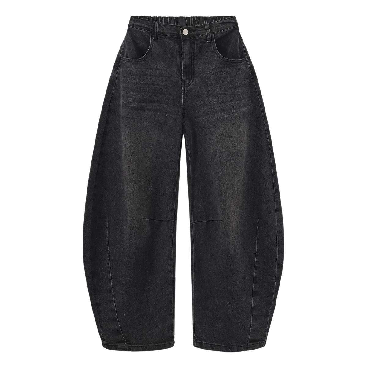 Women’s Y2K Elastic Waist Boyfriend Barrel Leg Jeans