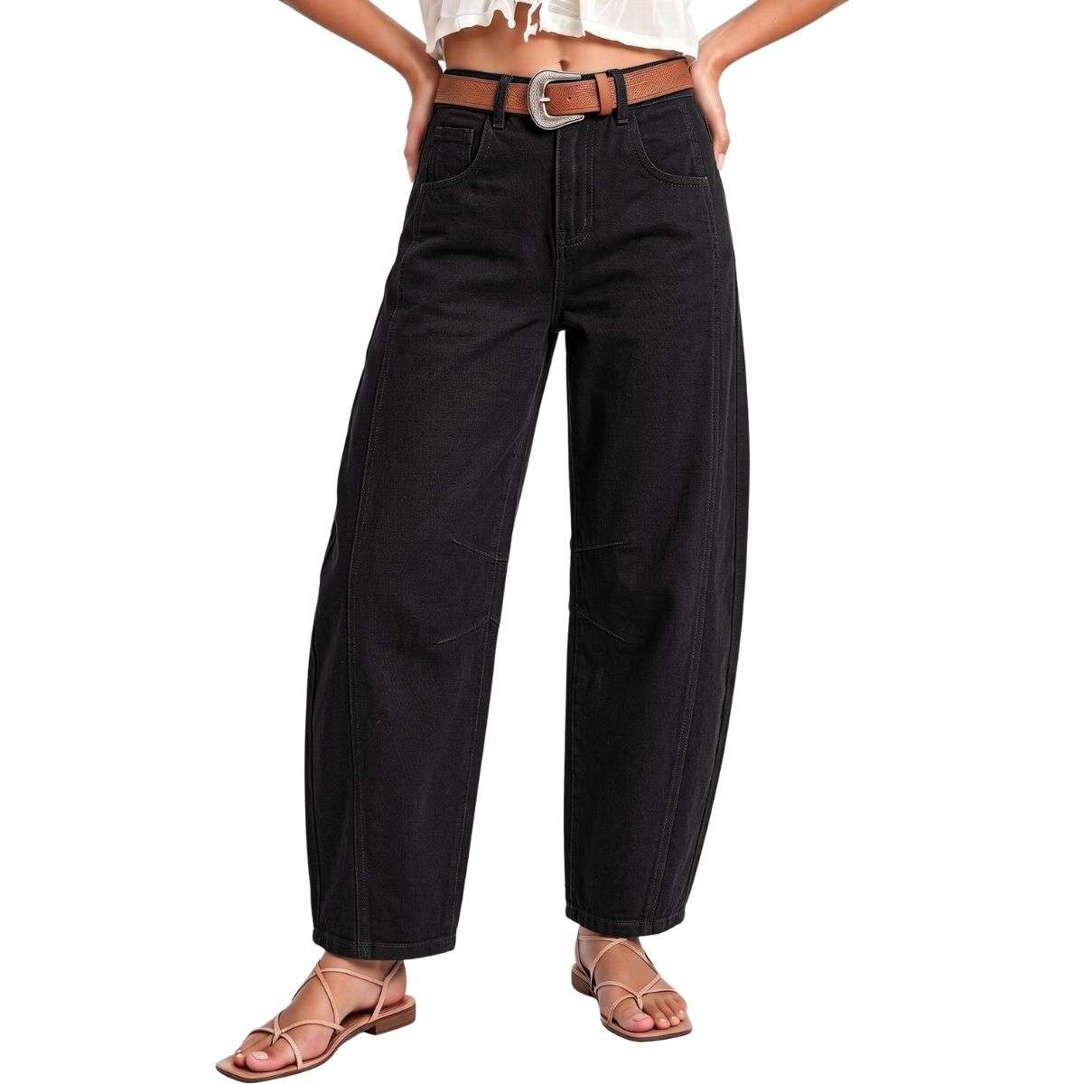 High Waisted Barrel Leg Jeans