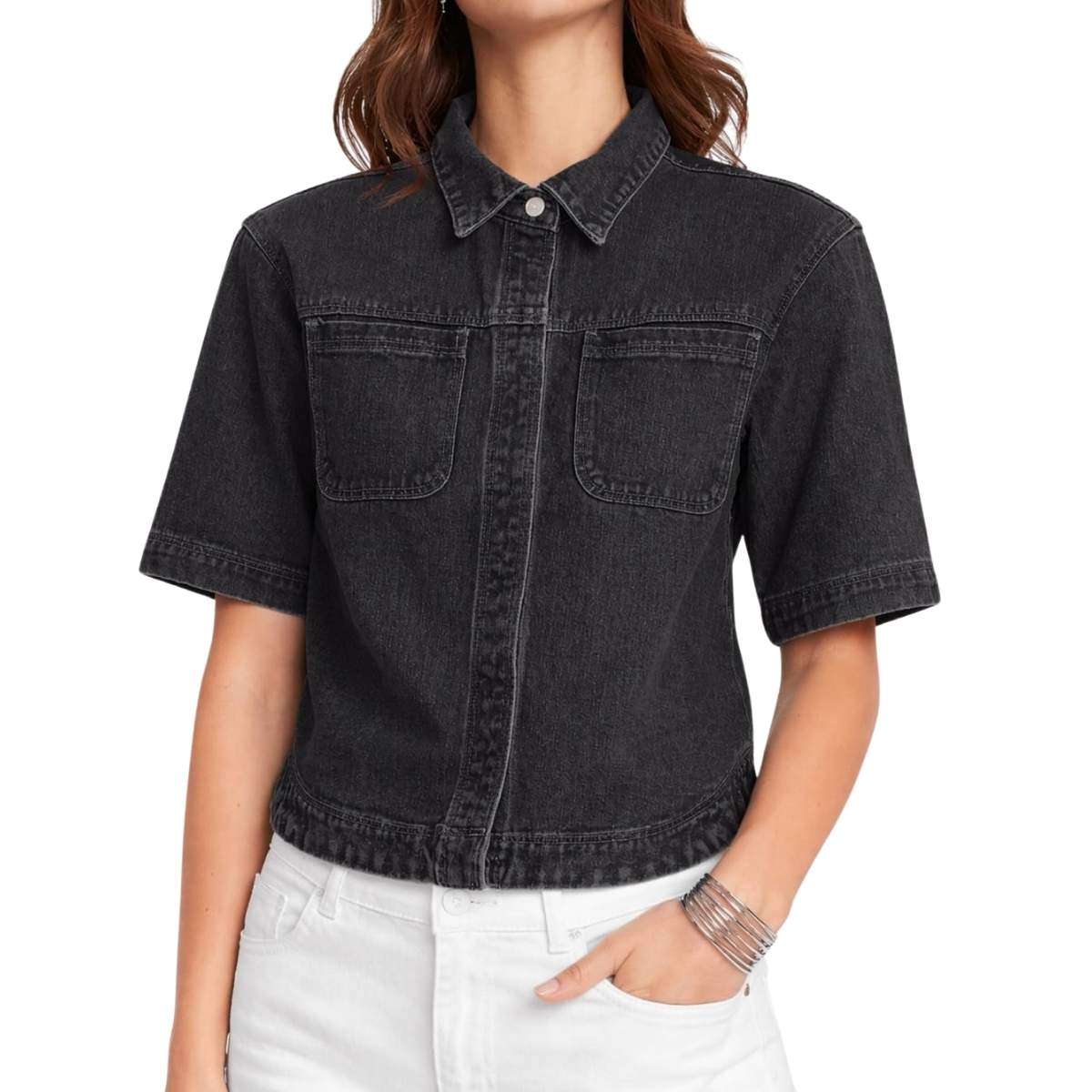 Women’s Casual Short Sleeve Denim Shacket