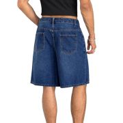 Mid Waist Slant Pockets Baggy Denim Jean Shorts