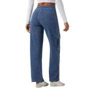 Mid Rise Pockets Straight Leg Casual Cargo Jeans