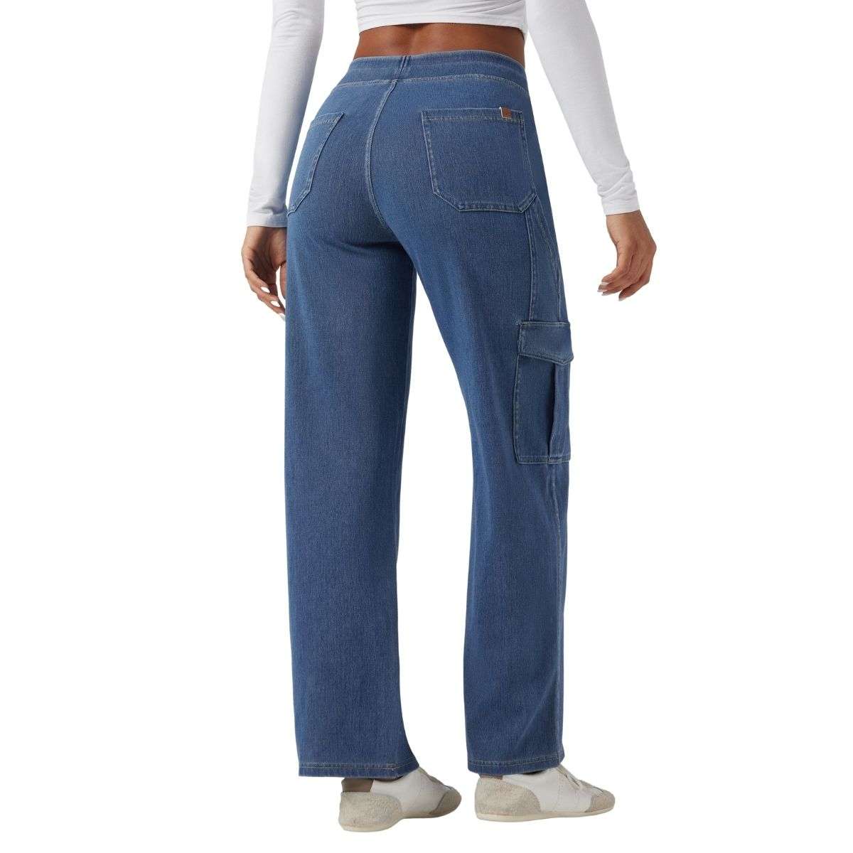 Mid Rise Pockets Straight Leg Casual Cargo Jeans