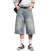 Men’s Vintage Y2K Elastic Back Waistband Baggy Denim Shorts