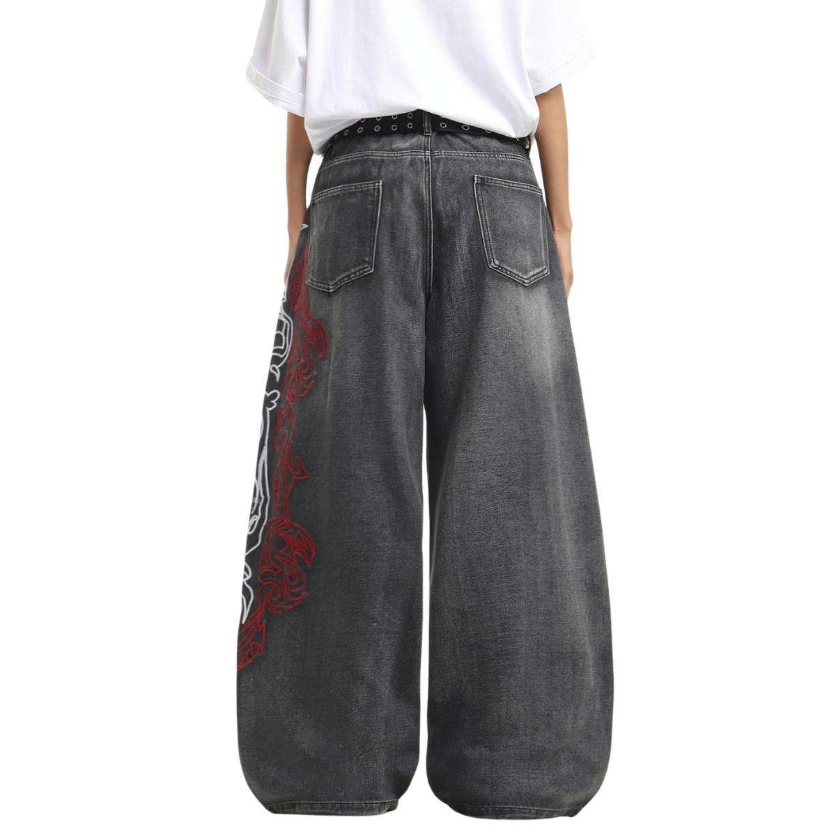 Men’s Y2K Hip Hop Embroidered Baggy Wide Leg Jeans