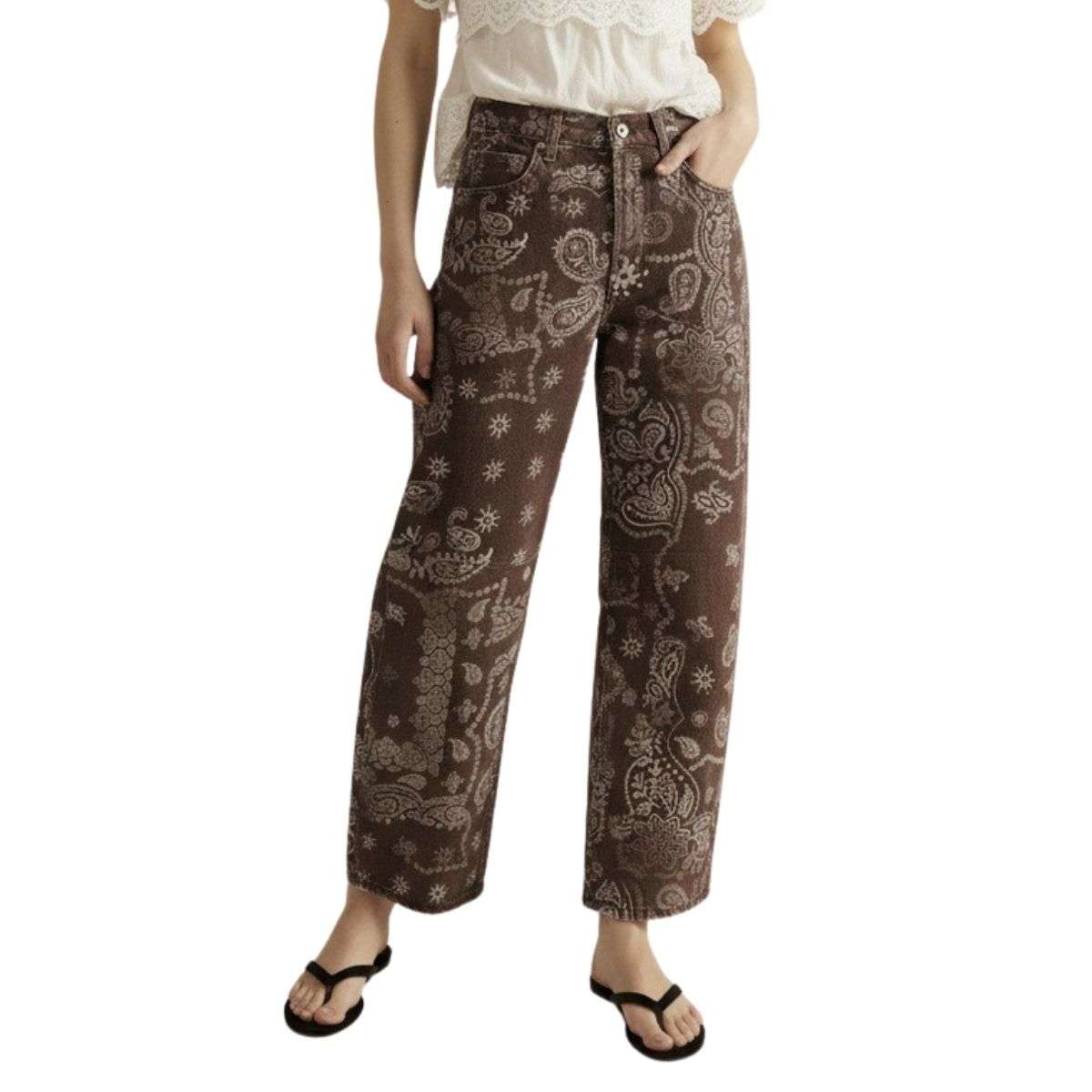 Women’s Floral Print Baggy Barrel Jeans