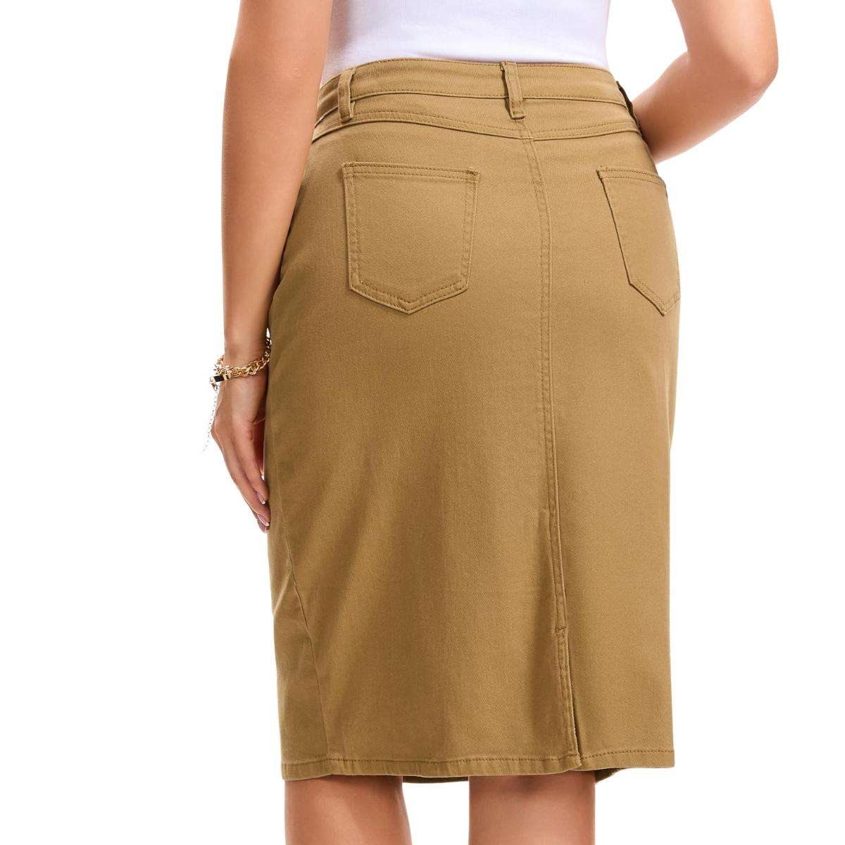 Women’s High Waisted Denim Midi Skirt