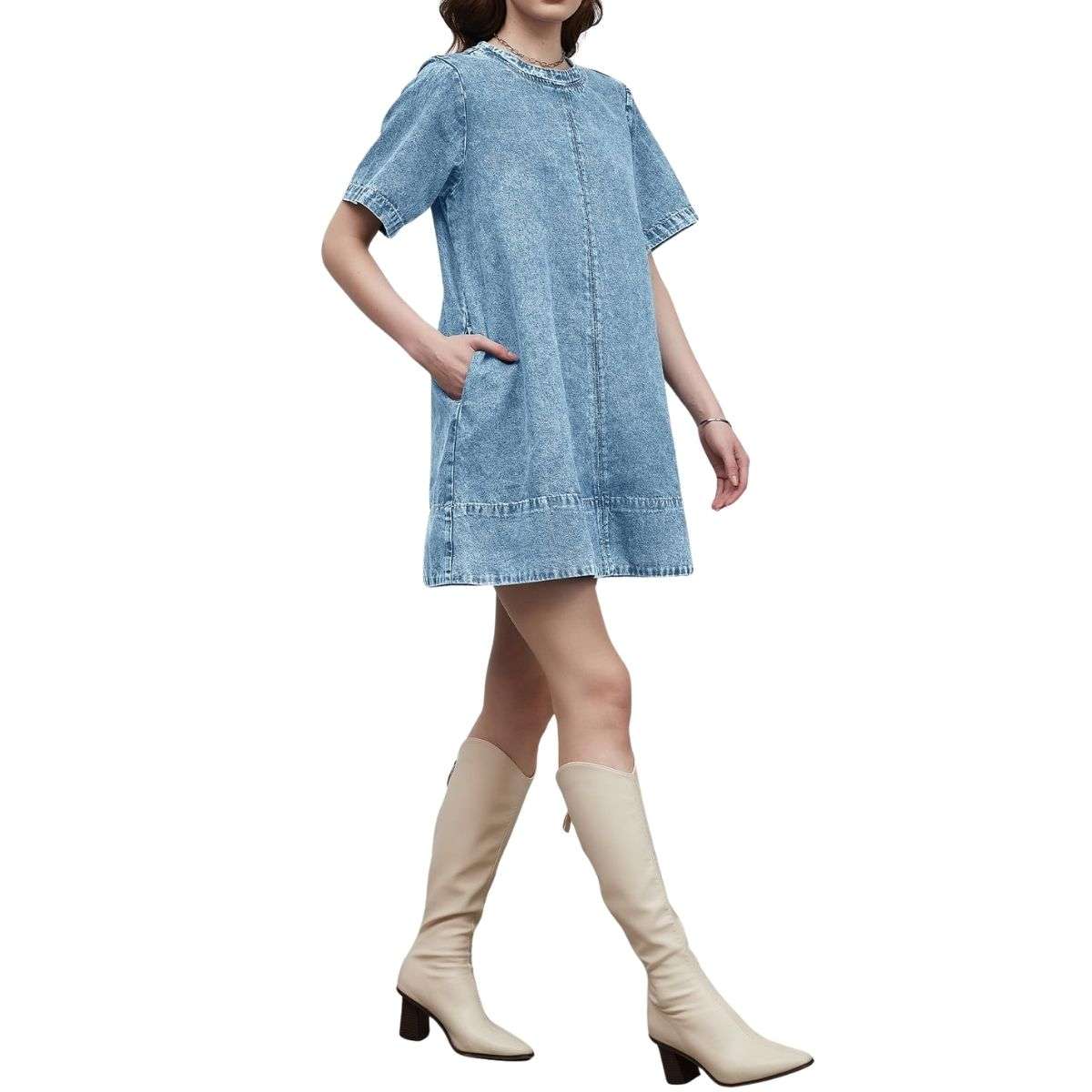 Women’s Summer Pockets Denim Mini Dress
