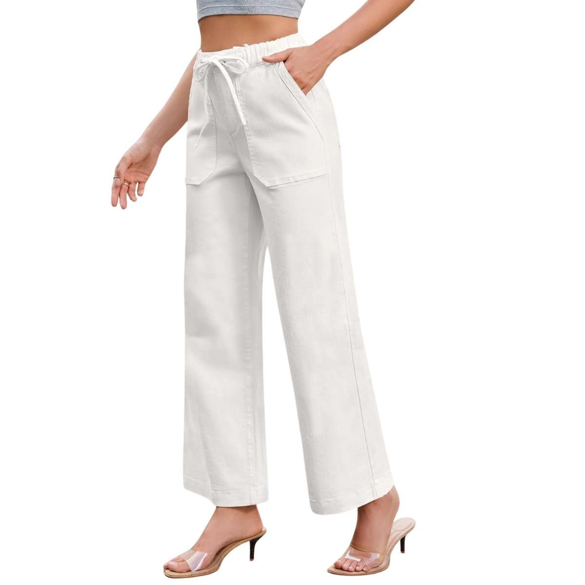 Women’s High-Waisted Wide-Leg Drawstring Jeans