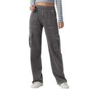 Mid Rise Pockets Straight Leg Casual Cargo Jeans