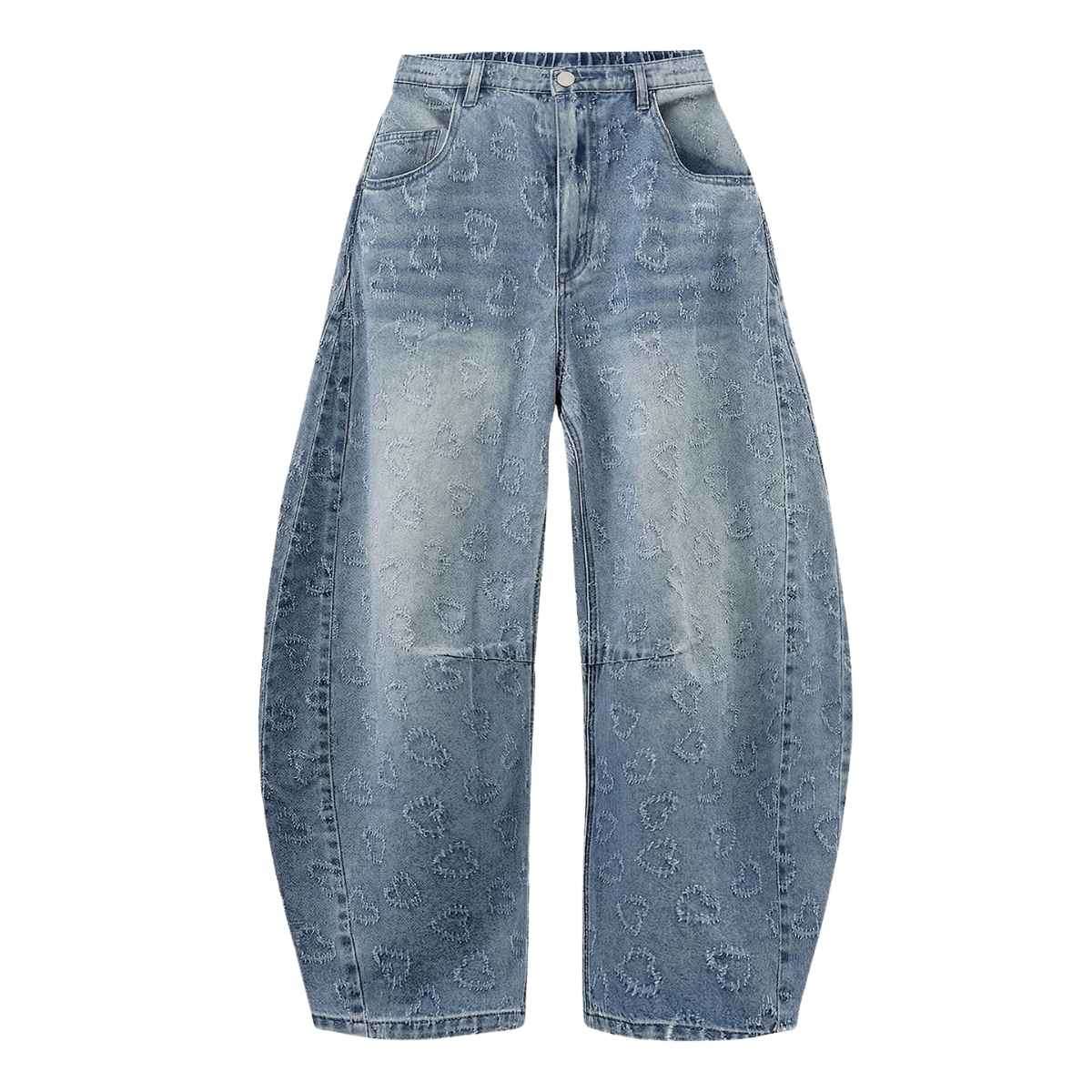 Women’s Y2K Elastic Waist Boyfriend Barrel Leg Jeans