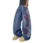 Men’s Y2K Hip Hop Embroidered Baggy Wide Leg Jeans