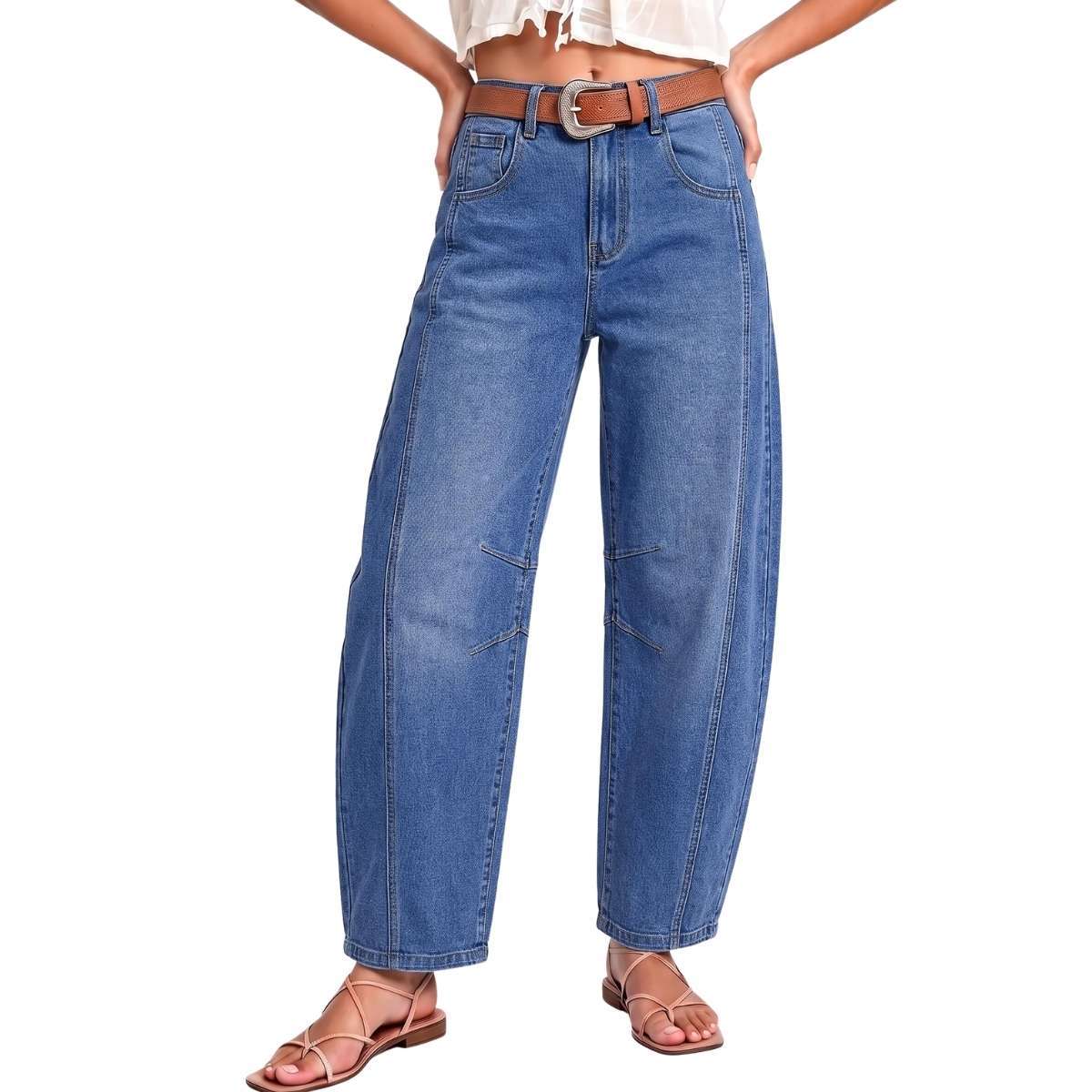 High Waisted Barrel Leg Jeans
