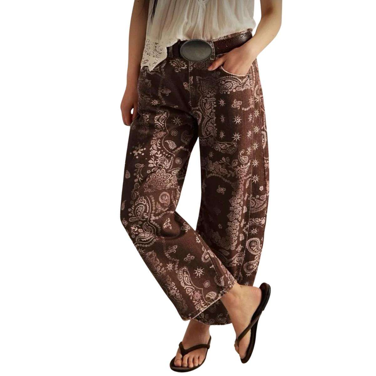 Women’s Floral Print Baggy Barrel Jeans
