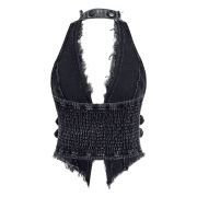 Women’s Y2K Backless Fringe Corset Denim Halter Top