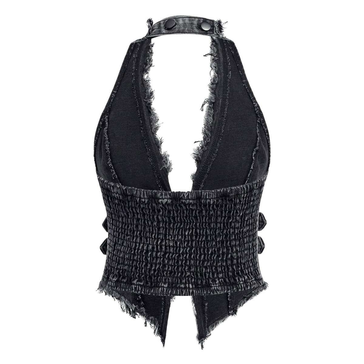 Women’s Y2K Backless Fringe Corset Denim Halter Top