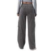 Mid Rise Pockets Straight Leg Casual Cargo Jeans