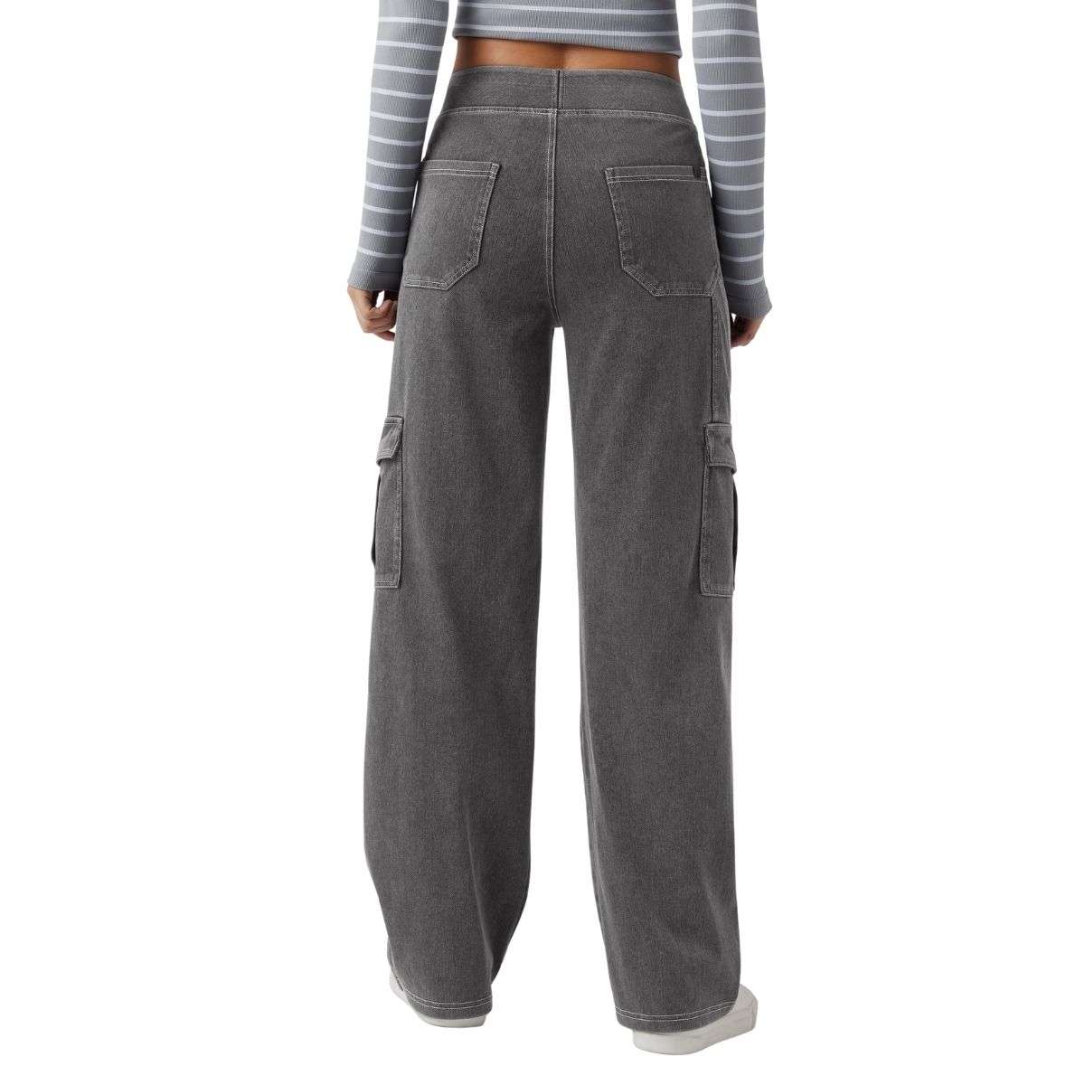 Mid Rise Pockets Straight Leg Casual Cargo Jeans