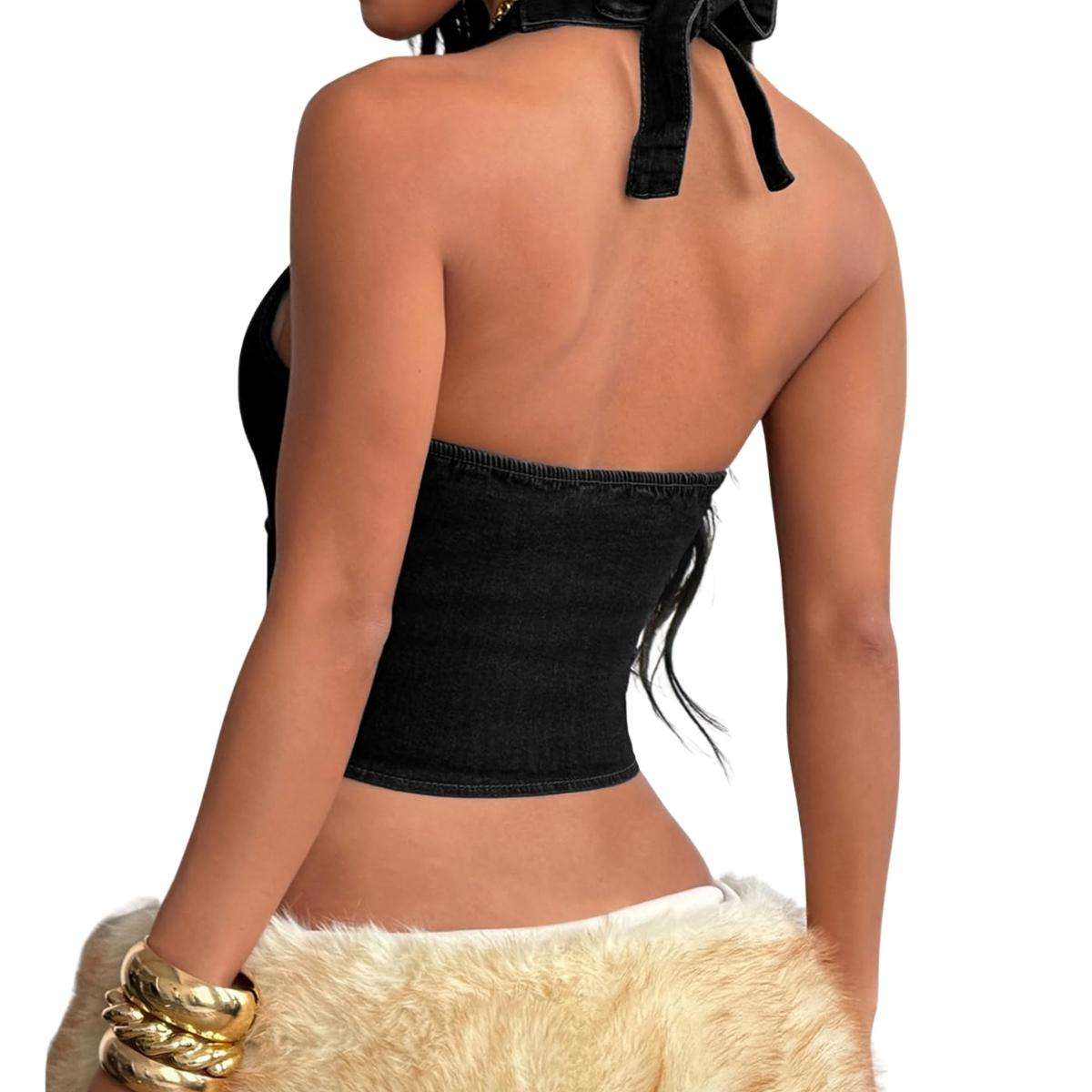 Women’s Y2K Denim Halter Top