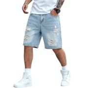 Mid Waist Slant Pockets Baggy Denim Jean Shorts