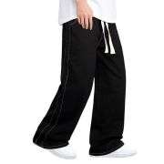 Men’s Drawstring Waist Wide-Leg Baggy Jeans