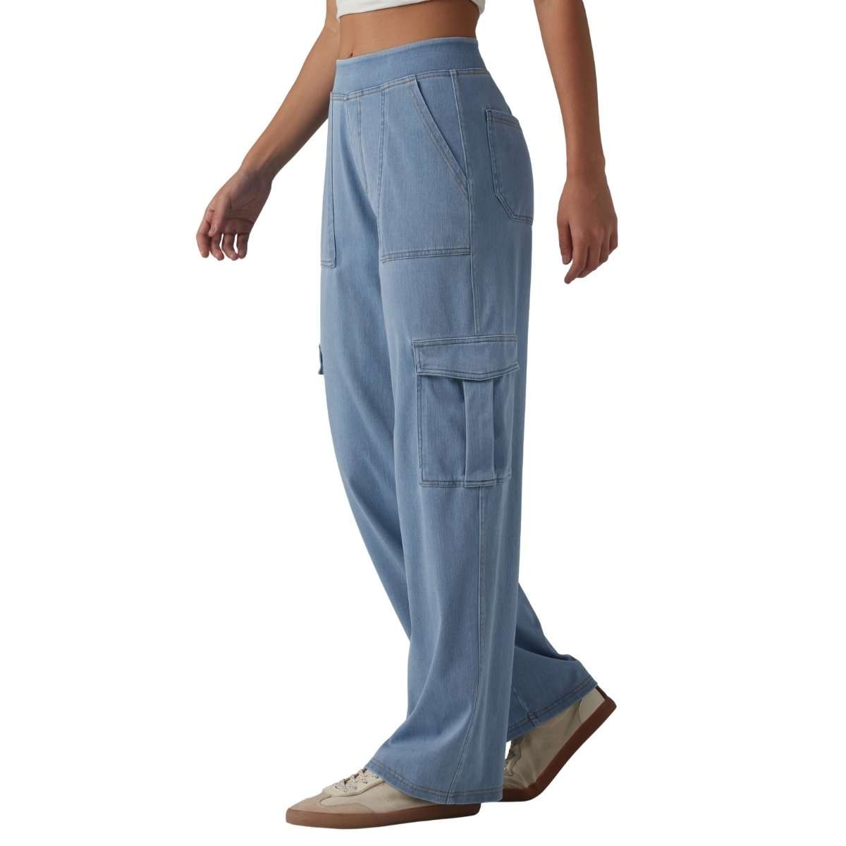 Mid Rise Pockets Straight Leg Casual Cargo Jeans