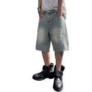 Men’s Vintage Y2K Elastic Back Waistband Baggy Denim Shorts