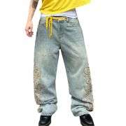 Men’s Y2K Hip Hop Embroidered Baggy Wide Leg Jeans