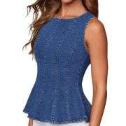 Women’s Denim Peplum Tank Top