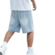 Mid Waist Slant Pockets Baggy Denim Jean Shorts