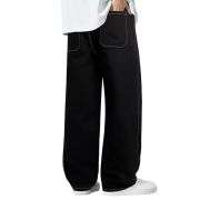 Men’s Drawstring Waist Wide-Leg Baggy Jeans