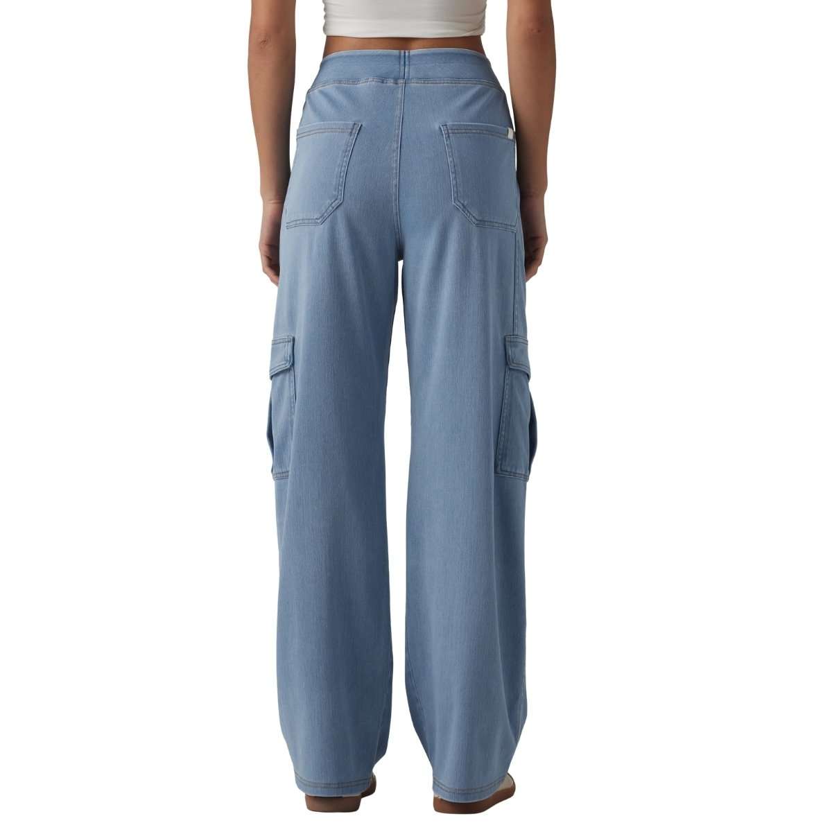 Mid Rise Pockets Straight Leg Casual Cargo Jeans
