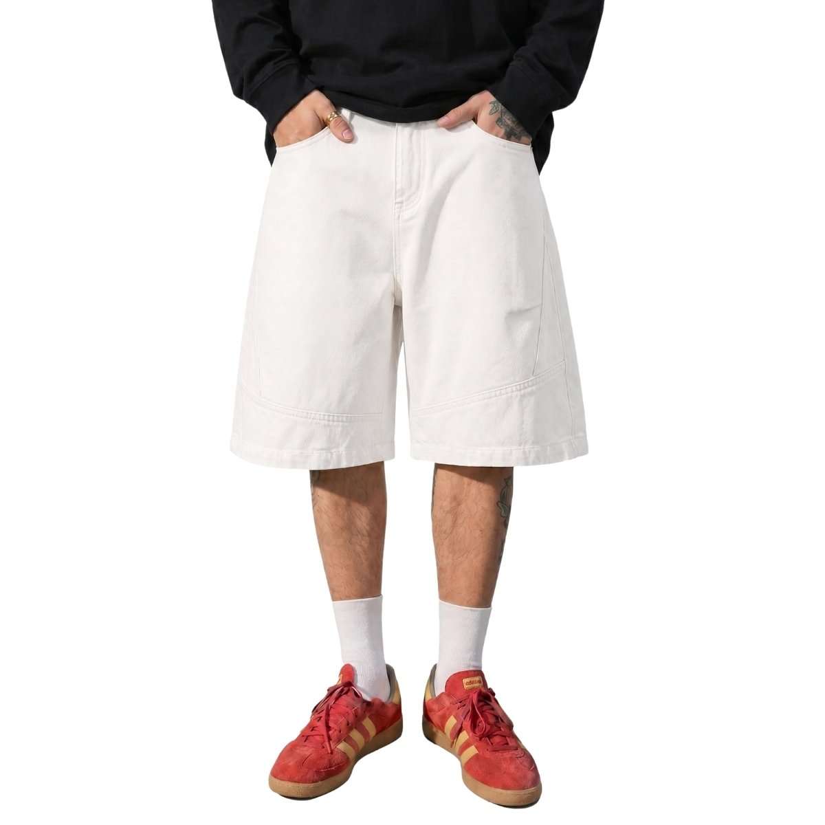 Men’s Vintage Y2K Elastic Back Waistband Baggy Denim Shorts