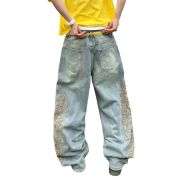 Men’s Y2K Hip Hop Embroidered Baggy Wide Leg Jeans