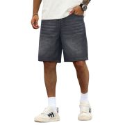 Mid Waist Slant Pockets Baggy Denim Jean Shorts