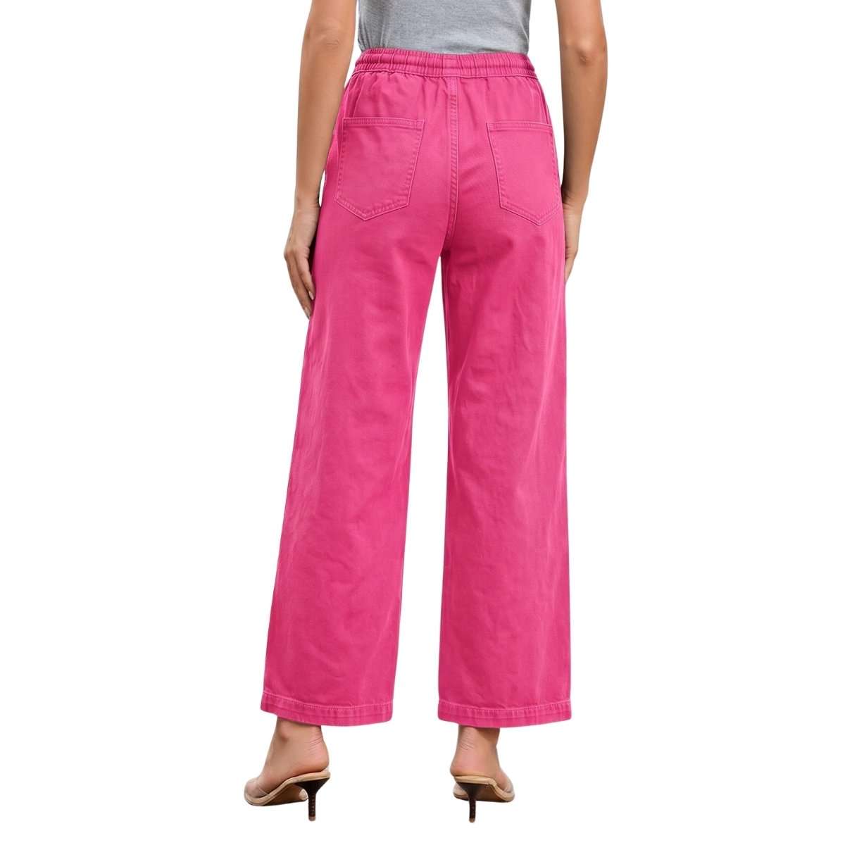 Women’s High-Waisted Wide-Leg Drawstring Jeans