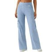 Mid Rise Pockets Straight Leg Casual Cargo Jeans