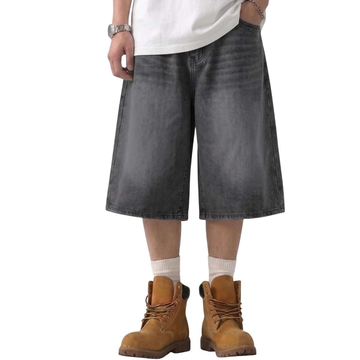 Y2K Loose Fit Wide Leg Denim Shorts