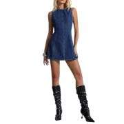 Y2K Bow Tie Open Back Denim Mini Dress
