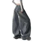 Women’s Y2K Star Print Low-Rise Barrel Jeans