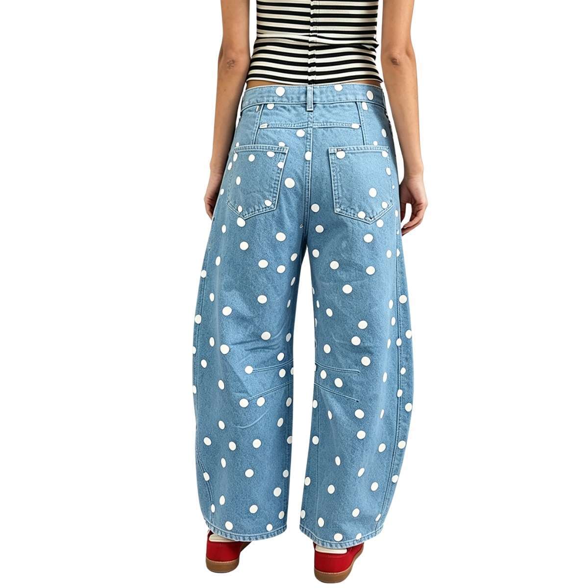 Vintage Polka Dot Barrel Jeans