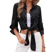 Women’s Tie-Front Denim Shirt